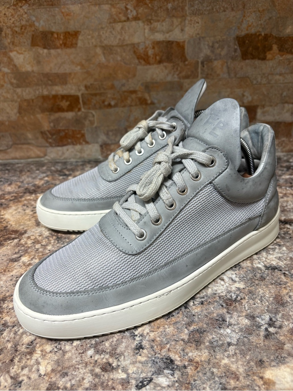 Filling Pieces Grey Low-Top Handmade Leather Sneakers Size 42 US Size 9